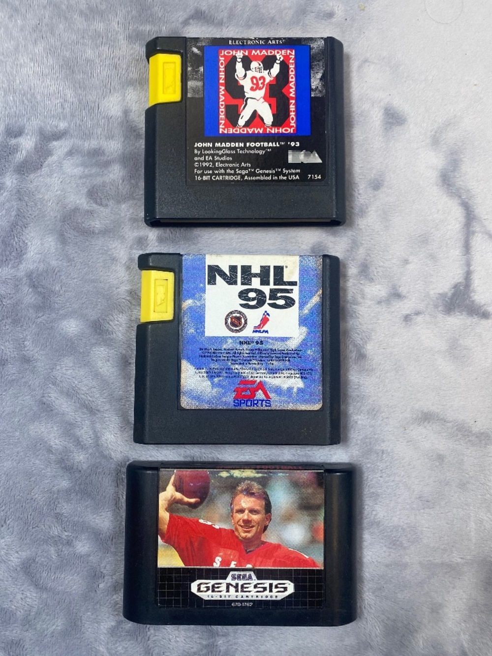 Lot of Sega Genesis Sports Games, NHL 95, Madden 93, and Joe Montana Football
